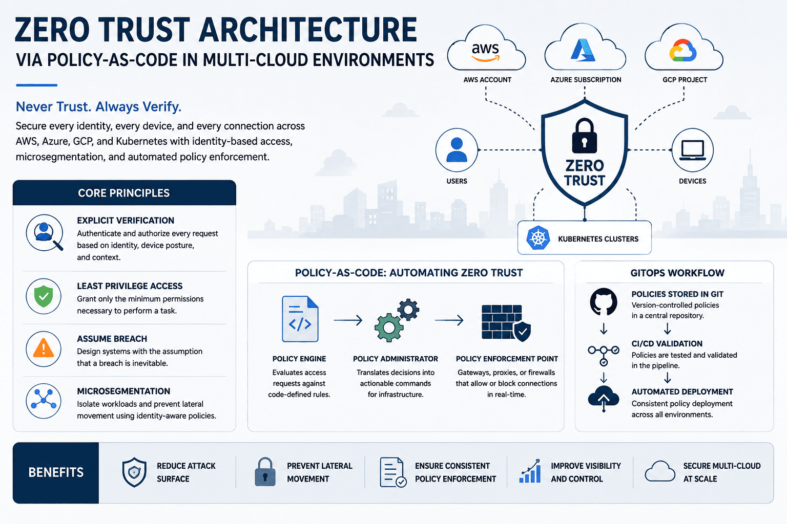 Enforcing Zero Trust Architecture via Policy-as-Code in Multi-Cloud Environments